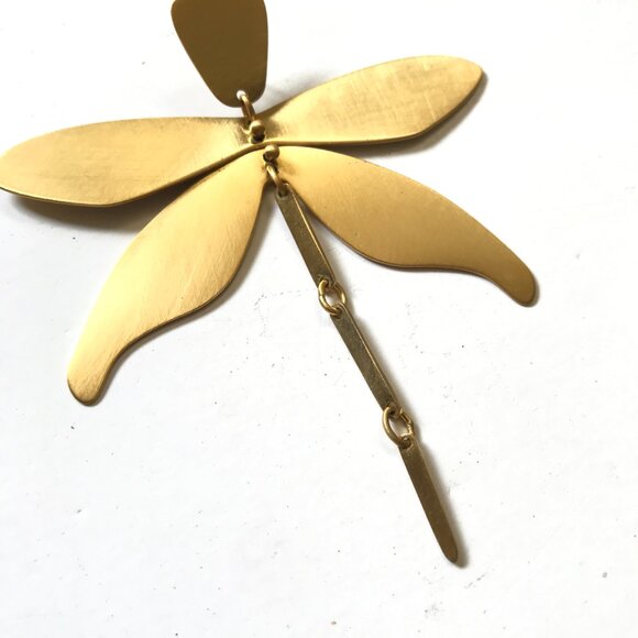 Tory Burch Articulated Dragonfly Drop Earrings Womens Brass Gold Dangle Post 3" - Picture 6 of 12